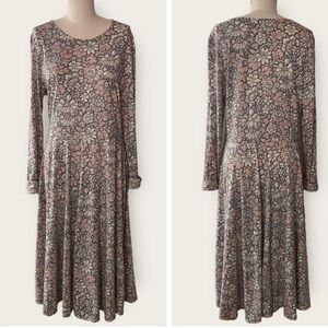Peruvian Connection Long Sleeve Midi Floral Dress